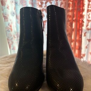 Sleek Black Textured Ankle Booties